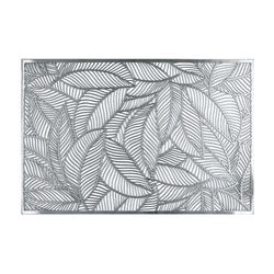 Individual Rectangular Gris Diseño Hojas 45 X 30 Cm - Viva