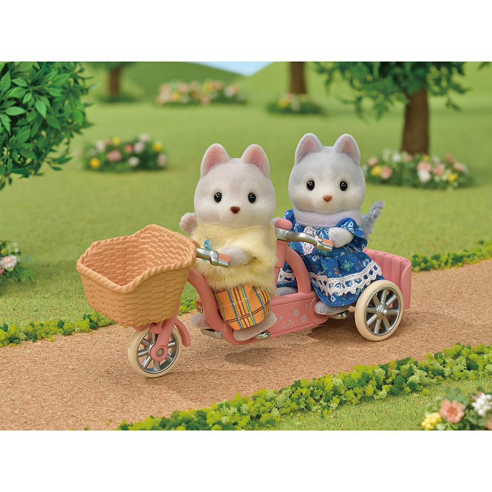 Set Sylvanian Families Hermanos Husky en Tándem con 2 Figuras y Bicicleta de 3 Piezas Herm…