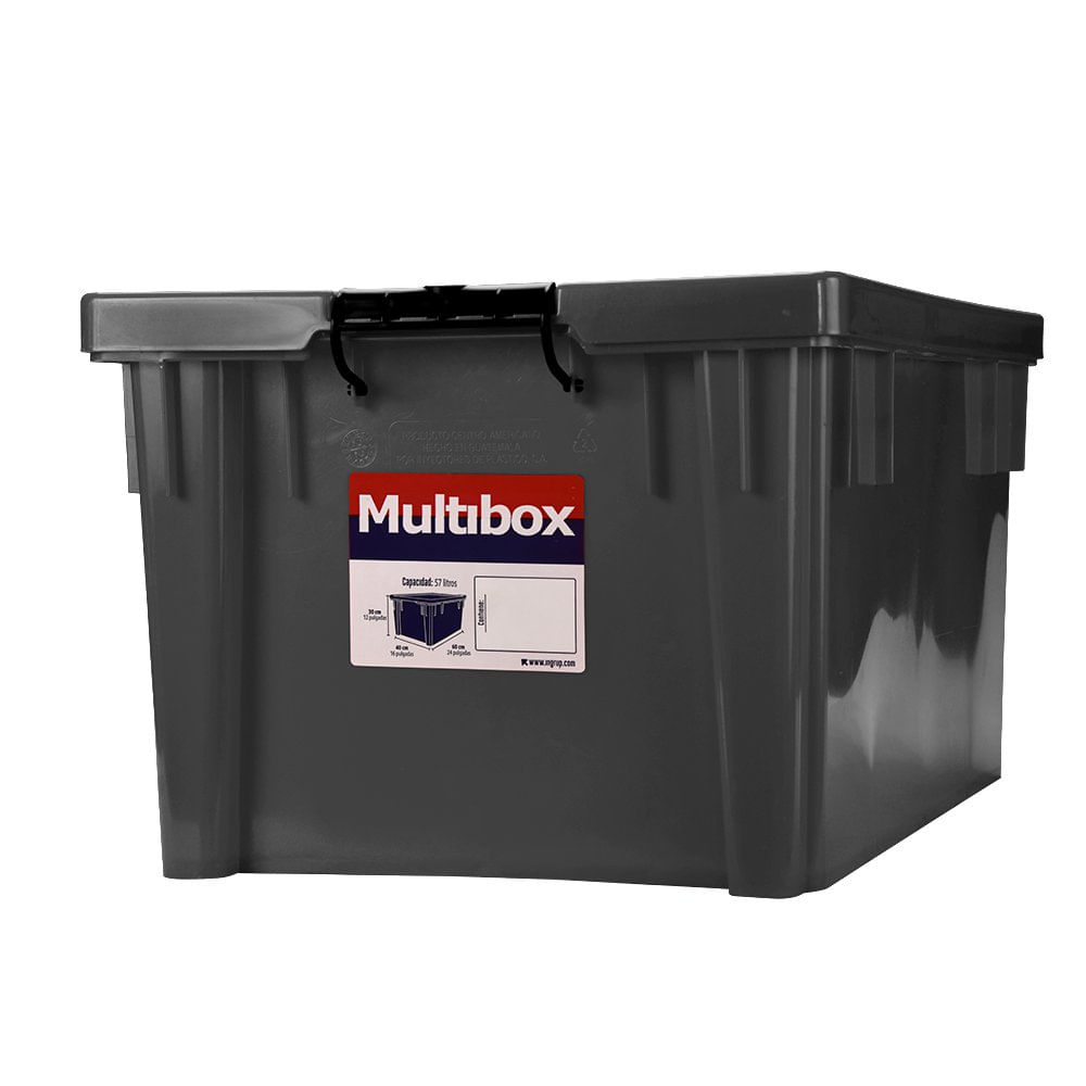 Caja de Plástico con Clip 57 L - Varios Colores Gris