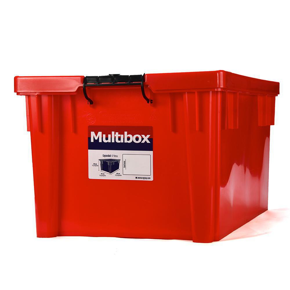 Caja de Plástico con Clip 57 L - Varios Colores Rojo