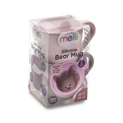 Set De Tazas De Silicón Rosado Diseño Oso 200 Ml - Melli Baby
