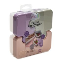 Recipientes Rompecabezas Rosados 3 Pzas - Melli Baby