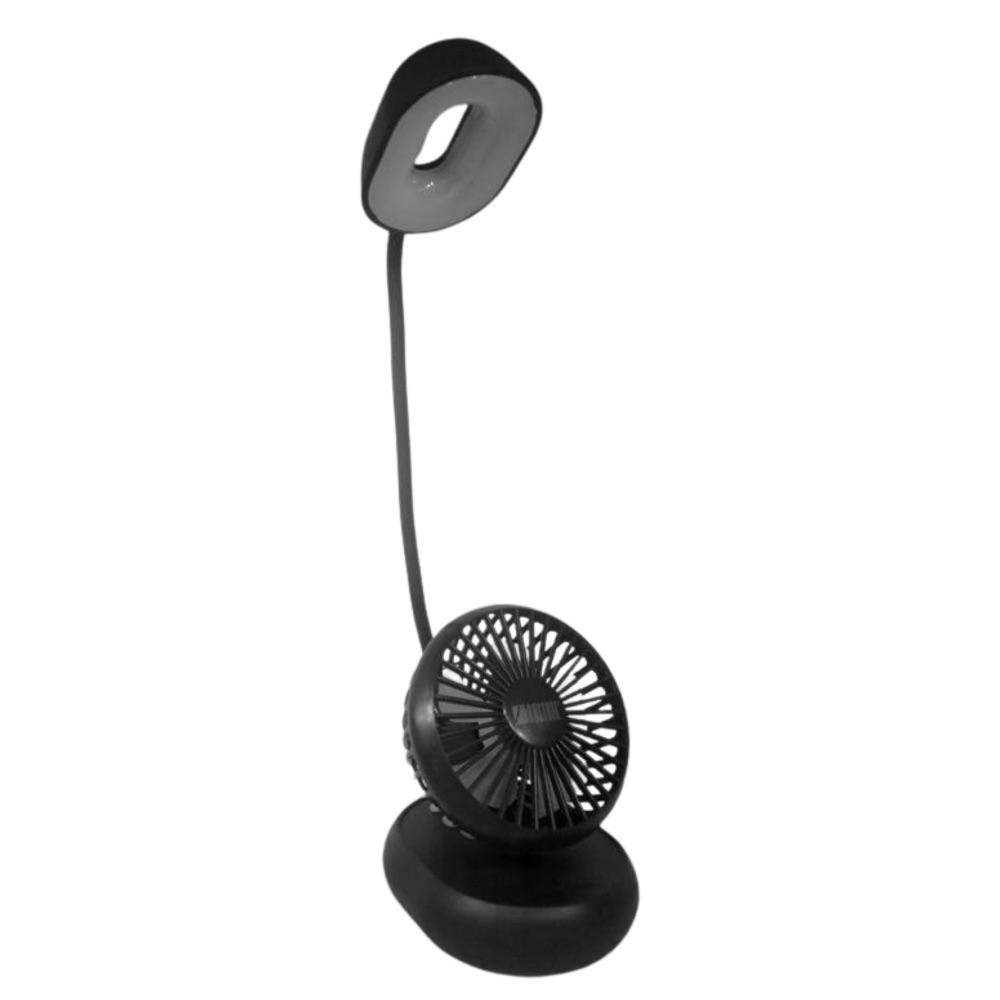 Ventilador de Escritorio Recargable de 3 plg con Luz LED Color Negro