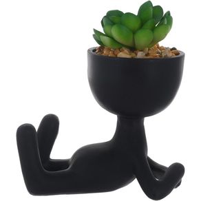 Planta Artificial Con Pote Muñequito Negro 12.5 X 7.5 X 13.5 Cm - Concepts