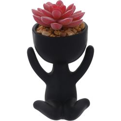 Planta Artificial Con Pote Muñequito Negro 8.5 X 7 X 14 Cm - Concepts