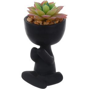Planta Artificial Con Pote Muñequito Negro 7.5 X 7 X 14 Cm - Concepts