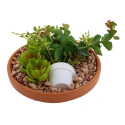 Planta Artificial Mix Suculentas Con Maceta Caída Color Barro 16 X 8.5 Cm - Concepts