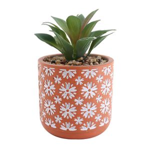 Planta Artificial Con Pote Rojo Y Flores Blancas 11 X 17 Cm - Concepts