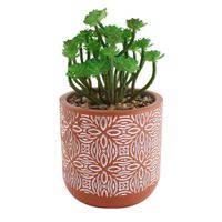 Planta Artificial Con Pote Rojo Y Detalles Blancos 11 X 19 Cm - Concepts