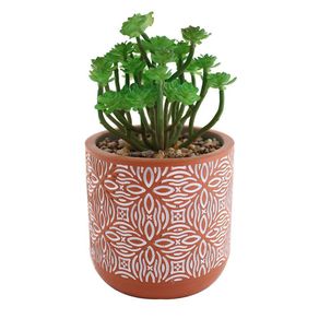 Planta Artificial Con Pote Rojo Y Detalles Blancos 11 X 19 Cm - Concepts