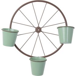 Set De Porta Potes Rueda + 3 Potes Verdes 28 X 13 X 28 Cm - Concepts