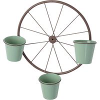 Set De Porta Potes Rueda + 3 Potes Verdes 28 X 13 X 28 Cm - Concepts