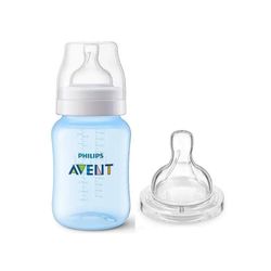 Biberón Clásico Anticólicos Celeste + Tetilla Flujo medio 260 Ml - Avent