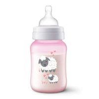 Biberón Clásico Anticólicos Rosado Diseño de Ovejitas 260 Ml - Avent