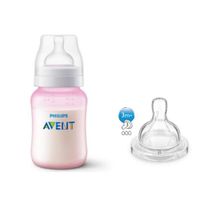 Biberón Clásico Anticólicos Rosado Diseño de Ovejitas 260 Ml - Avent