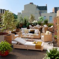 Set de Jardín Sillones y Mesa Ratán Beige 5 personas - Naterial