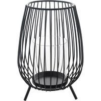 Portavelas De Metal Negro De 15X15X21.5 Cm - Concepts