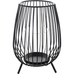 Portavelas De Metal Negro De 15X15X21.5 Cm - Concepts