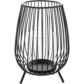 Portavelas De Metal Negro De 15X15X21.5 Cm - Concepts