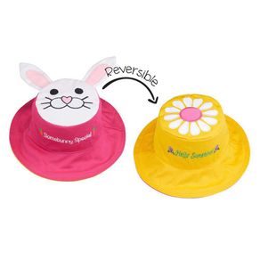 Sombrero Reversible Diseño Conejo Y Margarita Talla 6-24 Meses