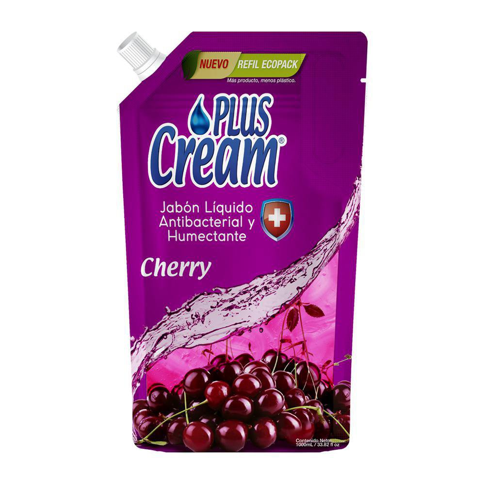 Jabón para Manos Líquido Antibacterial y Humectante Refill Ecopack Cereza 1000 mL