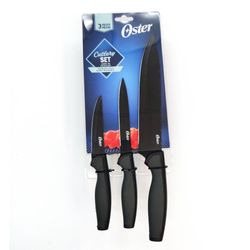 Set De 3 Cuchillos De Acero Inoxidable Negro - Oster