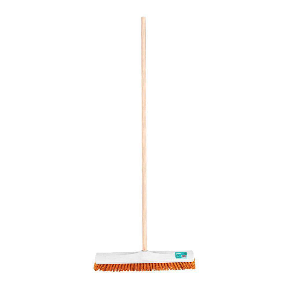 Escoba con Cerdas Suaves Naranja 50 Cm Industrial con Mango de Madera