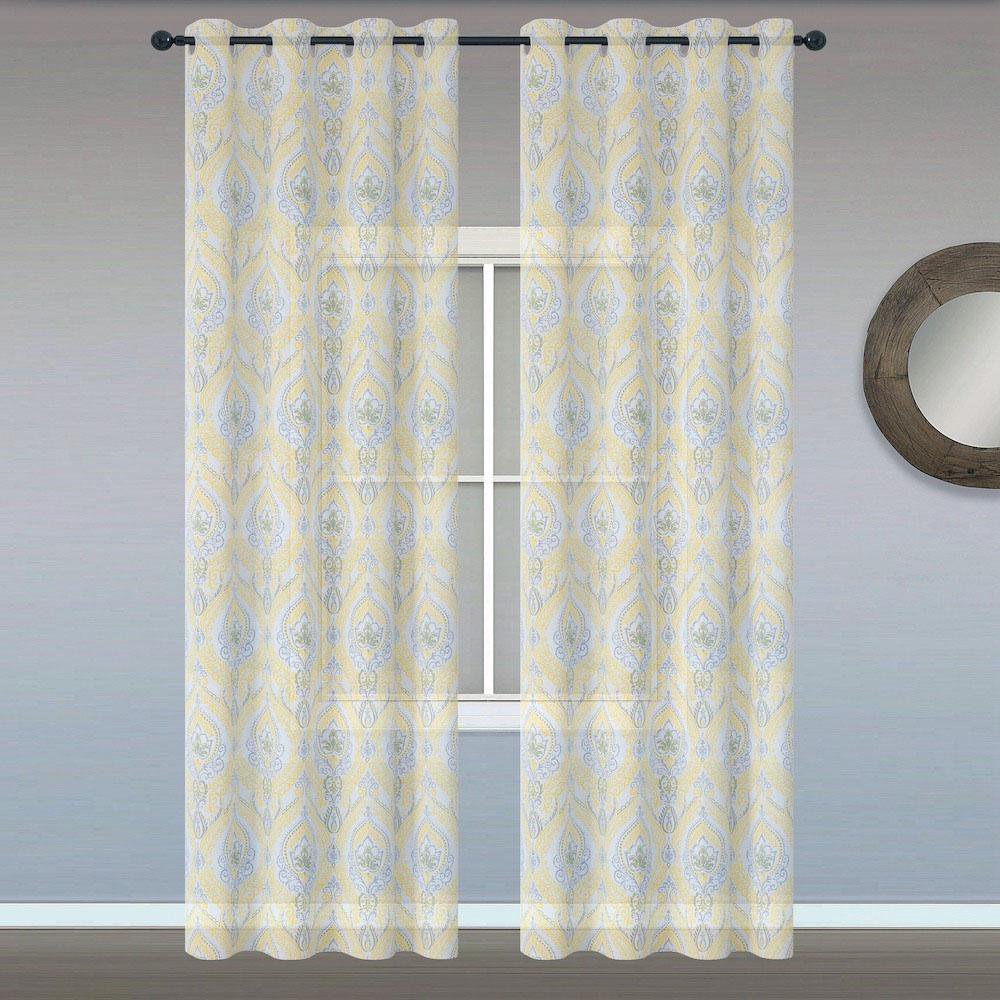 Cortina Voile Estampada Amarilla
