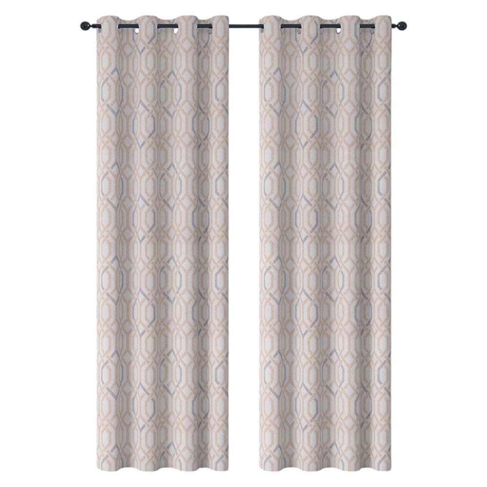 Cortina 140 x 240 cm Tela Color Beige Diseño Estampado Geométrico