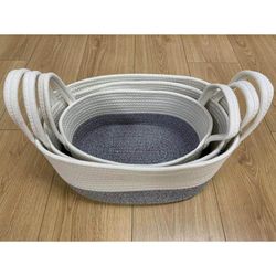 Set De 3 Canastas Con Agarrador Gris - Viva