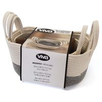 Set De 3 Canastas Con Agarrador Gris - Viva