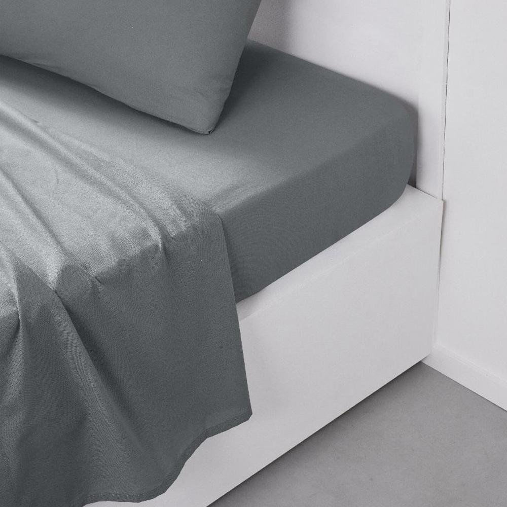 Sábana Plana 100% Algodón Moderno Gris - Varios Tamaños Queen