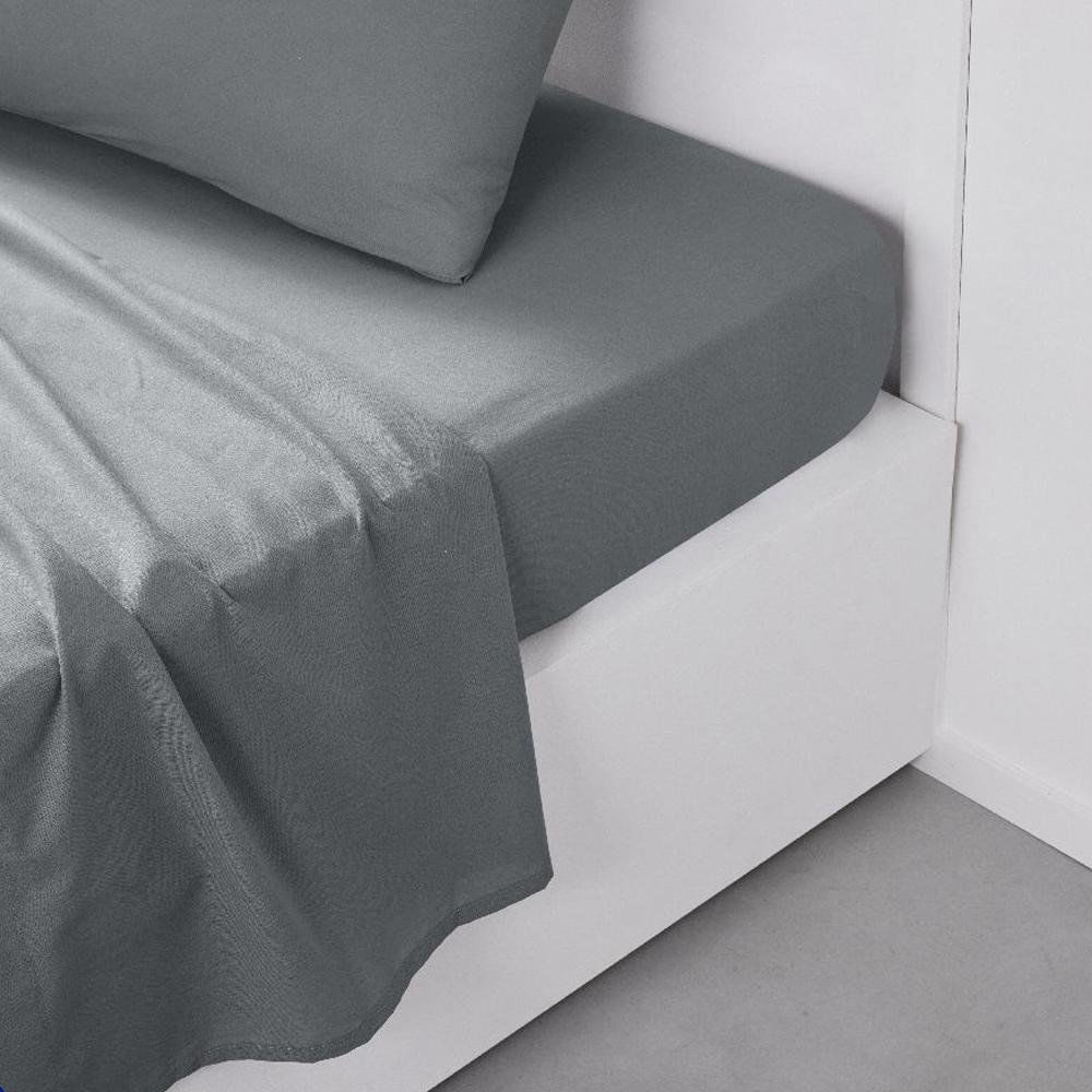 Sábana Plana 100% Algodón Moderno Gris - Varios Tamaños Matrimonial