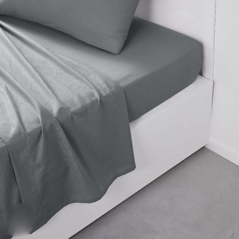Sábana Plana 100% Algodón Moderno Gris - Varios Tamaños Imperial