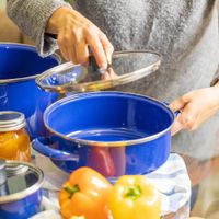 Olla Arrocera De Peltre con Tapa 4.5L 26 cm Azul - Cinsa