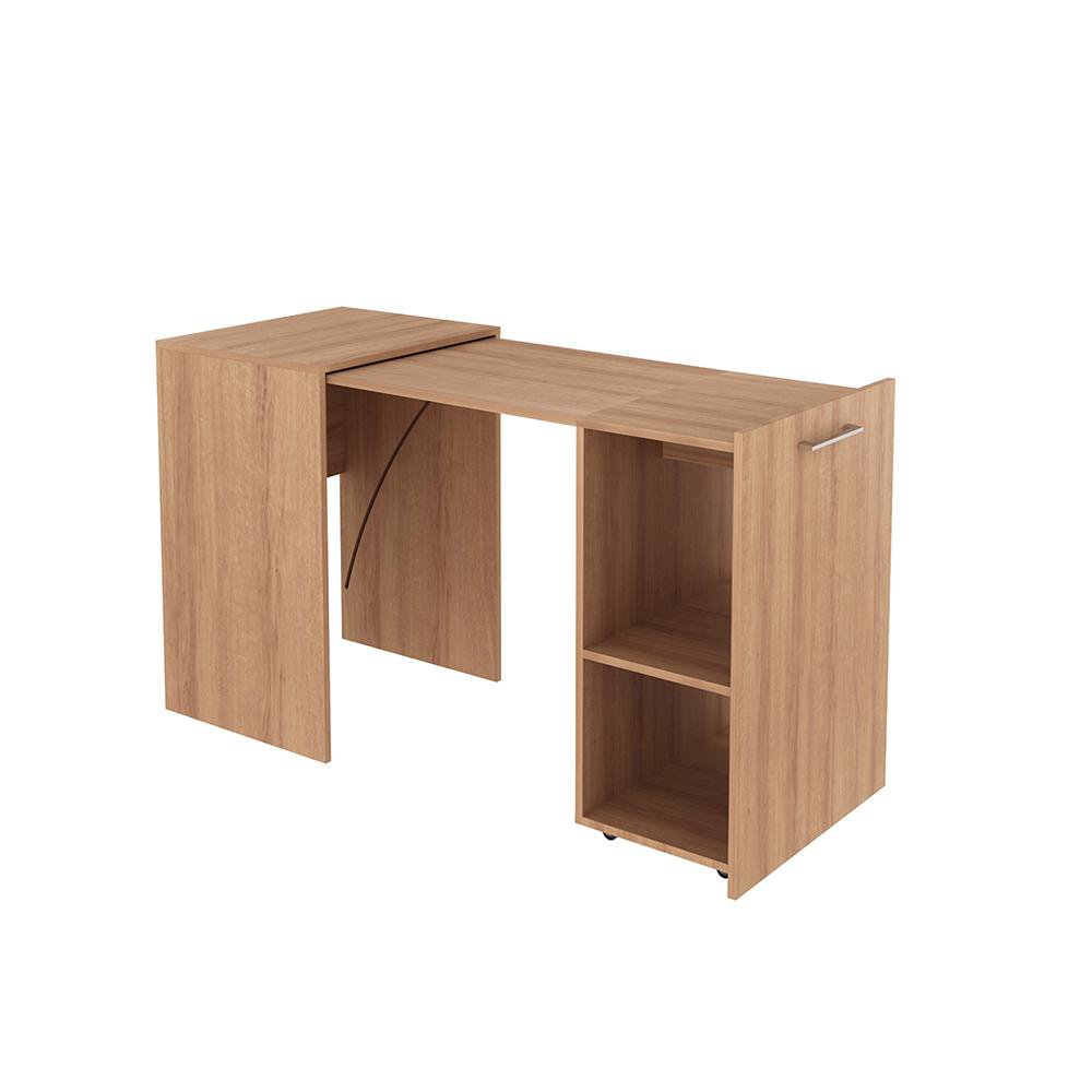 Escritorio Multifuncional con Repisas y Diseño Ajustable 54 x 46.5 x 77.4 cm Madera Clara