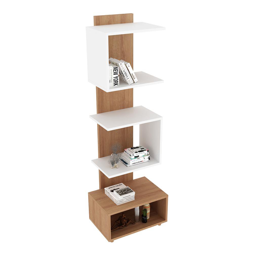 Librera de 4 Niveles 45 x 32.5 x 139.4 cm Color Café y Blanco