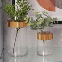 Florero De Vidrio Y Madera 20 Cm - Concepts