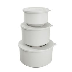 Set De 3 Contenedores Con Tapadera Blanca - Coza
