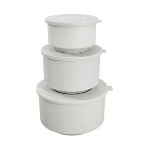 Set De 3 Contenedores Con Tapadera Blanca - Coza
