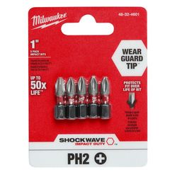 Set De 5 Puntas Philips PH2 De 1 Plg - Milwaukee