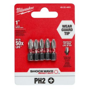 Set De 5 Puntas Philips PH2 De 1 Plg - Milwaukee