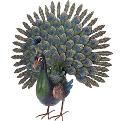 Pavo Real De Metal Decorativo 30x65x63 Cm