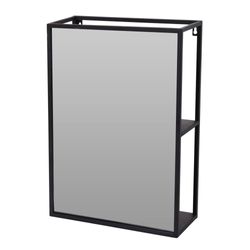 Espejo Y Estante Rectangular Negro 50 x 35 x 12 Cm