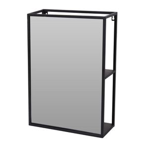 Espejo Y Estante Rectangular Negro 50 x 35 x 12 Cm