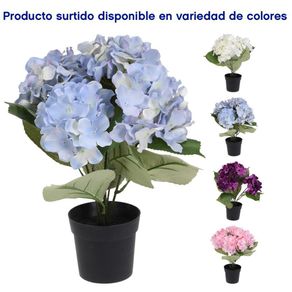 Hortensia Artificial En Maceta 26x10 Cm Colores Surtidos