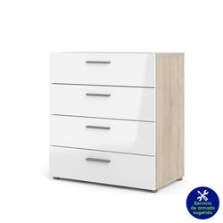 Gavetero 4 Cajones Blanco Y Beige - Tvilum