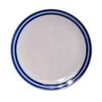 Plato Para Cena Blanco Líneas Azules 10.8 Plg - Niu Haus