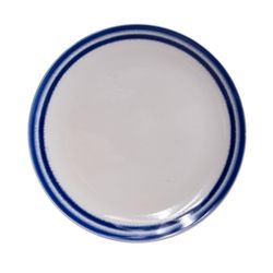 Plato Para Cena Blanco Líneas Azules 10.8 Plg - Niu Haus