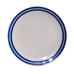 Plato Para Cena Blanco Líneas Azules 10.8 Plg - Niu Haus